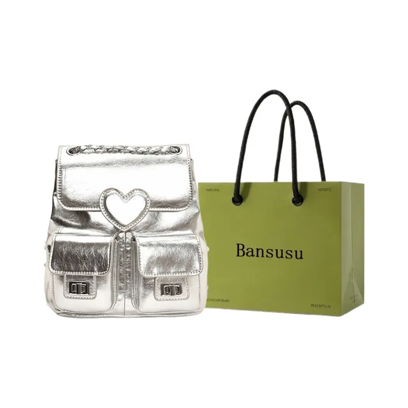 Bansusu PU Backpack Regular Women's Pearl Silver/Pearl White/Black-0
