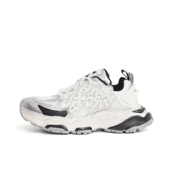 PAIN OR PLEASURE Low Top Chunky Sneakers Men's Silver