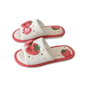 Thin Strips Cotton Linen Blend Slippers Women's Ecru