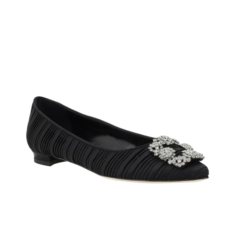MANOLO BLAHNIK Hangisiflat Casual Single Shoes Women's Black-2