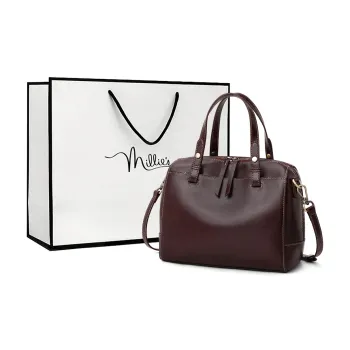MILLIE'S Cow Leather Shoulder Bag, Crossbody Bag, Handbag Regular Women's Wine Coffee/Brown