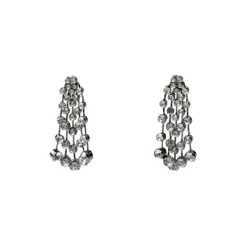 ZARA Metal Brass Glass Titanium Earrings Women's Silver