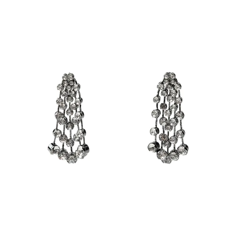 ZARA Metal Brass Glass Titanium Earrings Women's Silver-0