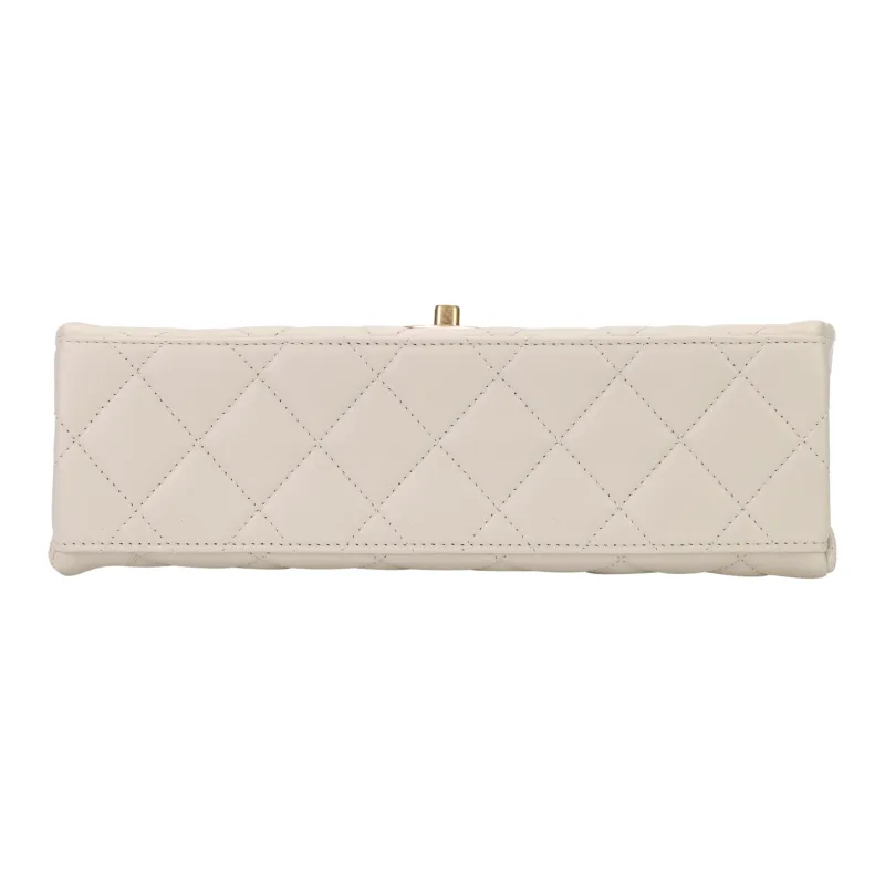 CHANEL Sheepskin Flap Bag, Crossbody Bag, Shoulder Bag Medium Size Women's Milk Tea-3