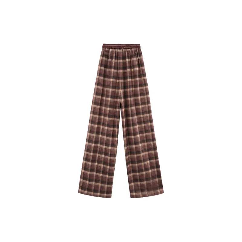 A Paradise For Awakening Casual Pants Women's Red Plaid-1