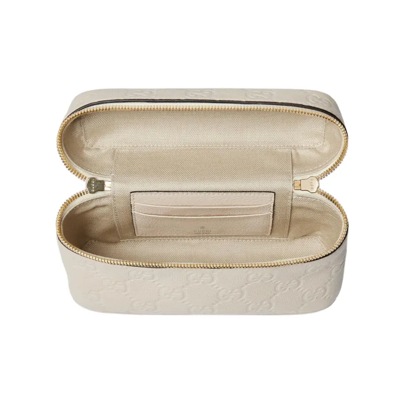 GUCCI GG Emblem Grained Leather Shoulder Bag Crossbody Bag Handbag Extra Mini Women's Ivory-4