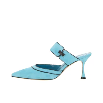 MANOLO BLAHNIK Closed Toe Slippers Women's Blue