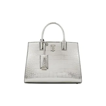 Burberry Frances Embossed Calfskin Tote Bag Shopping Bag Shoulder Bag Crossbody Bag Handbag Mini Women's Silver
