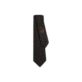 HERMES Mulberry Silk Ties Men's Black