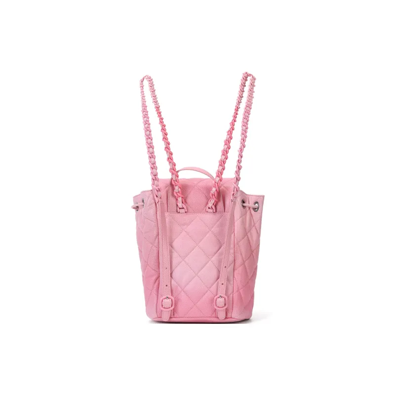 CHANEL Caviar Calfskin Backpack Women's Light Pink-2