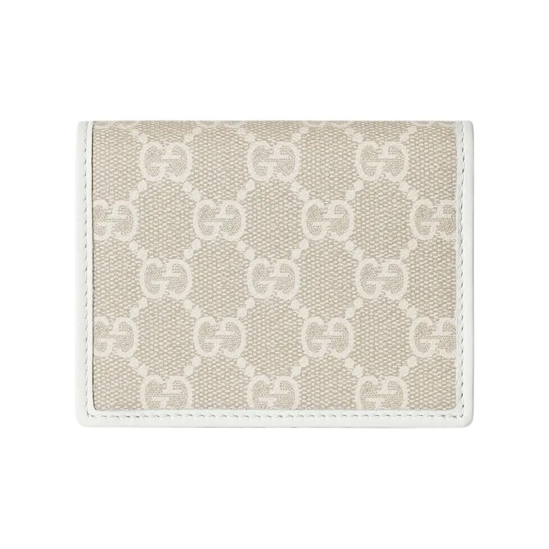 GUCCI GG Emblem Leather Wallet Mini Women's Beige-2