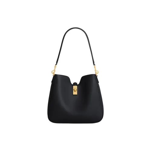 CELINE Calfskin One Shoulder Handbags Small Size Women's Black