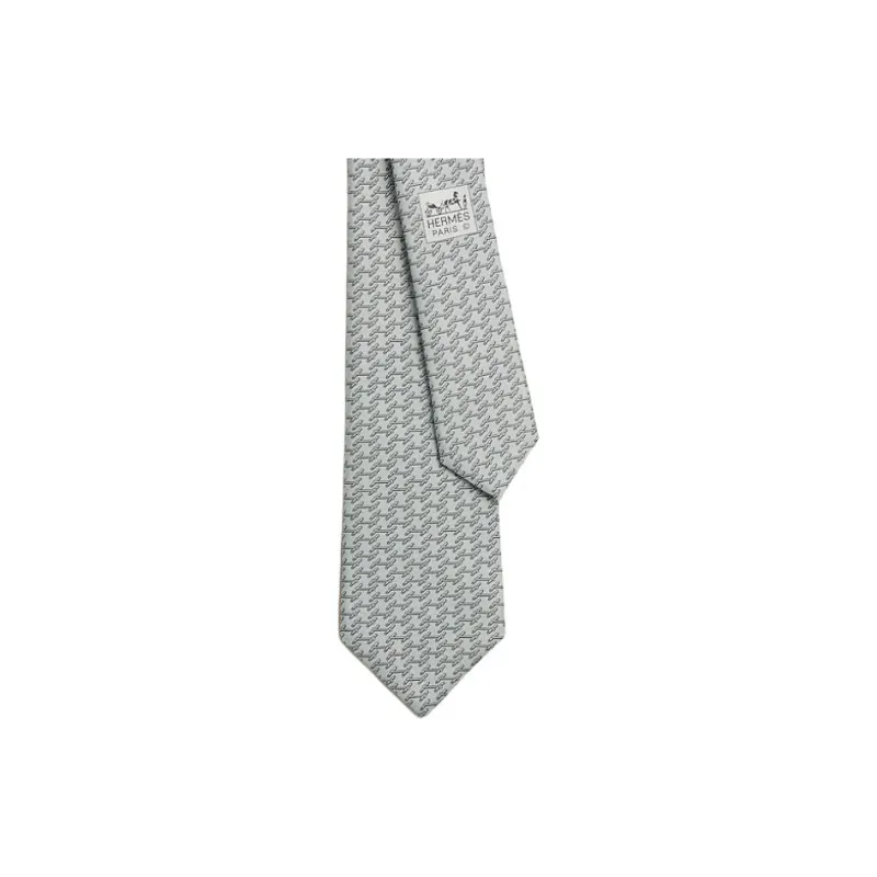 HERMES Silk, Mulberry Silk Ties Men's Light Gray-1