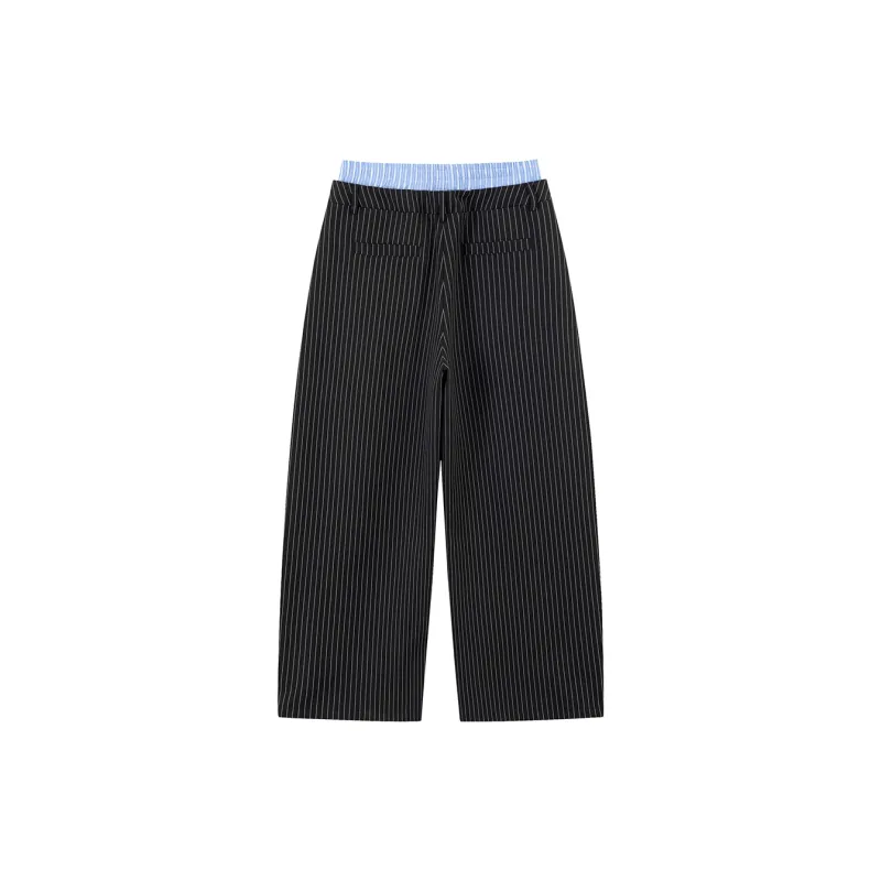 NewJnxs Casual Pants Unisex Black Stripes-1