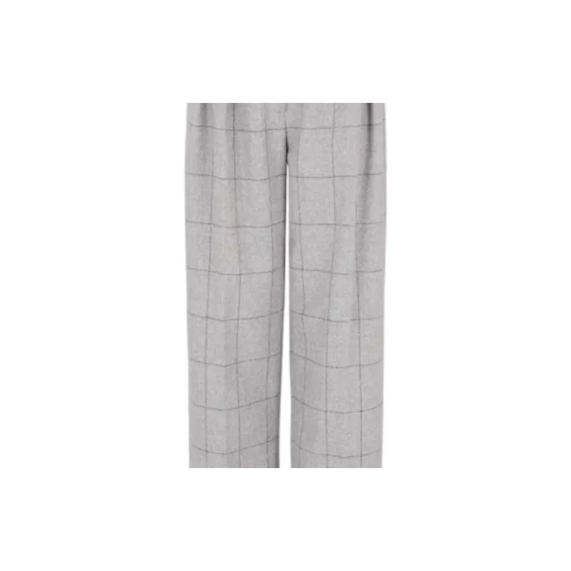 EMPORIO ARMANI Pleated Trousers In A Wool blend Flannel With Oversized Check Motif-2