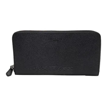 COACH Cross-Stitch Leather Wallet Men's Black