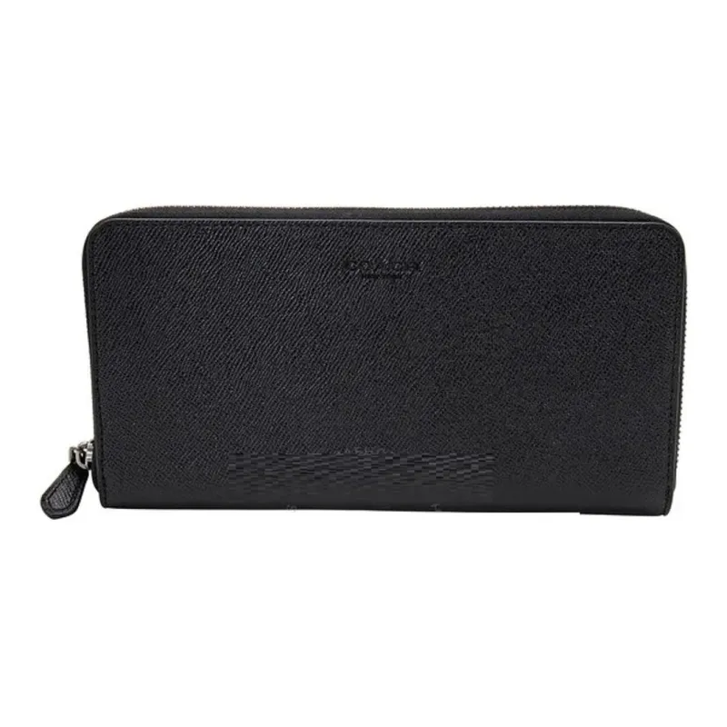 COACH Cross-Stitch Leather Wallet Men's Black-0