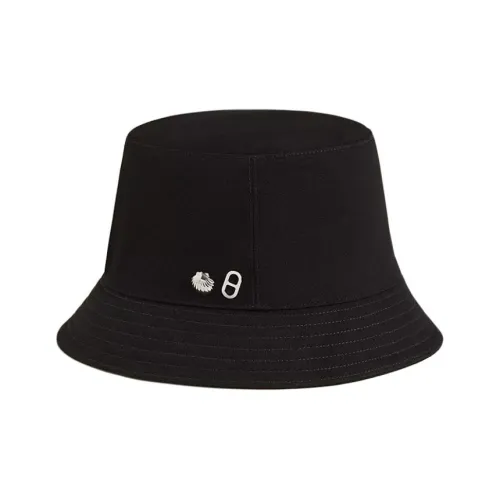 HERMES Palladium-Plated Silk Canvas Cotton Cotton Metal Bucket Hats Women's Black