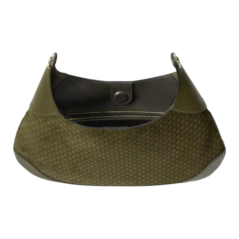GUCCI Suede Crossbody Bag Shoulder Bag Small Size Women's Dark Green-5