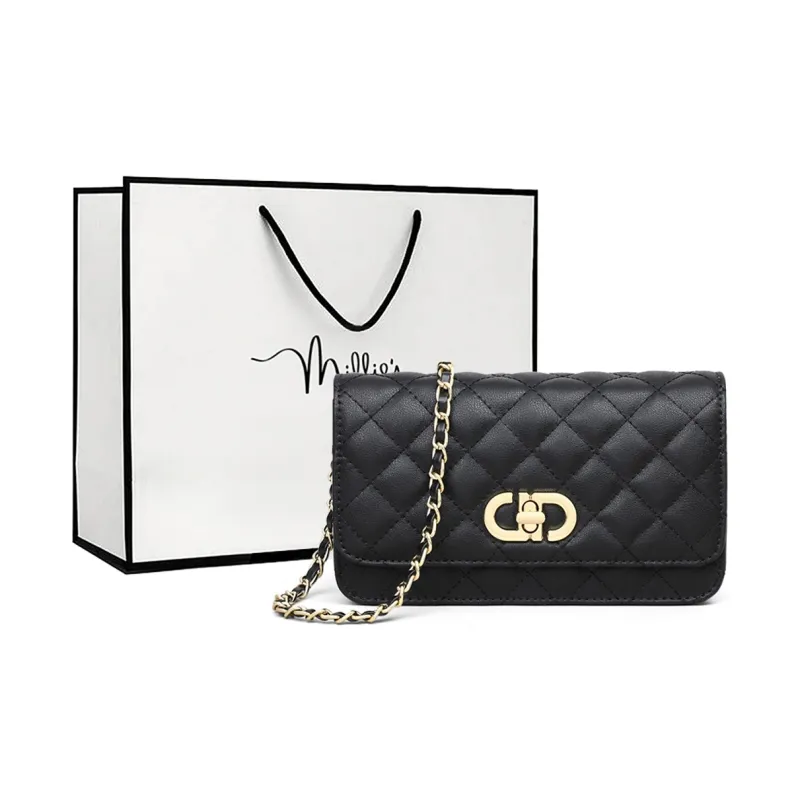 MILLIE'S Cow Leather Underarm Shoulder Bag, Crossbody Bag Regular Women's White/Black-5
