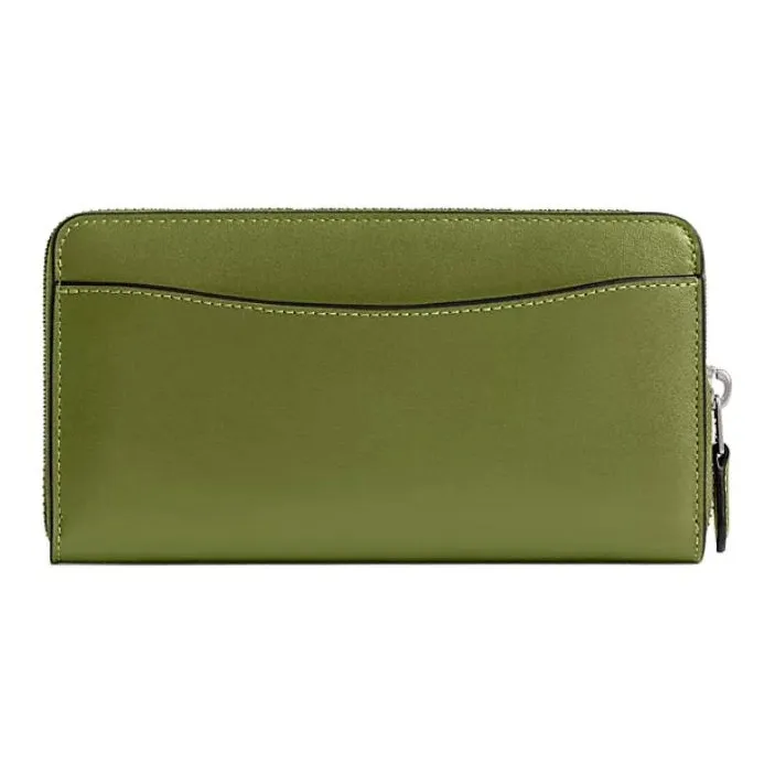 COACH Accordion Zip Calfskin Wallet Small Size Women's Deep Lime-1
