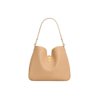 CELINE Calfskin One Shoulder Handbags Medium Size Women's Light Sand