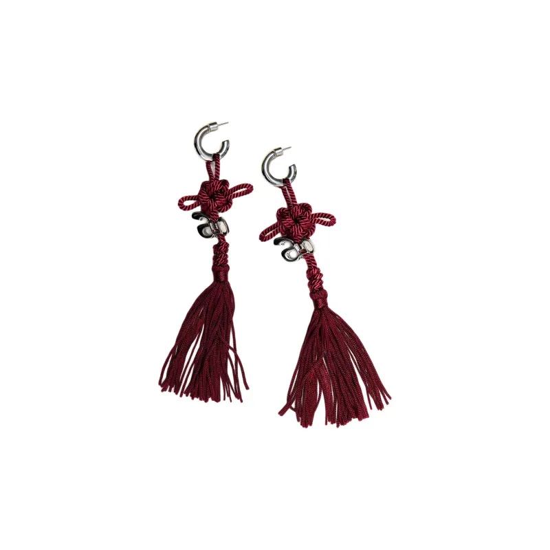 ZARA Zinc Polyester Titanium Metal Earrings Women's Red-0