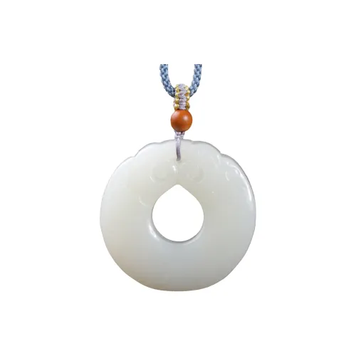Renyu Jewelry Chinese Zodiac Jade Pendant #Good Luck Dragon Pendant White Jade/Pale Greenish White Jade Unisex