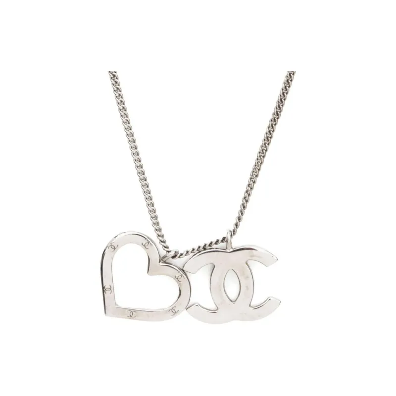 CHANEL 2004 Cc Logo Heart Necklace-2