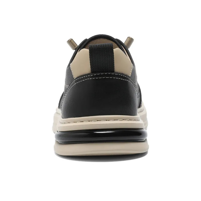 NAVIGARE Small Sailboat Height Increasing Low Top Skateboard Shoes Men's Black-3