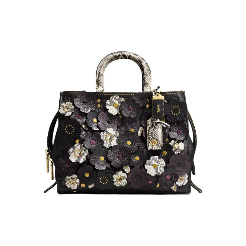 COACH Rogue Leather Shoulder Bag Crossbody Bag Handbag Large Size Women's Black-4