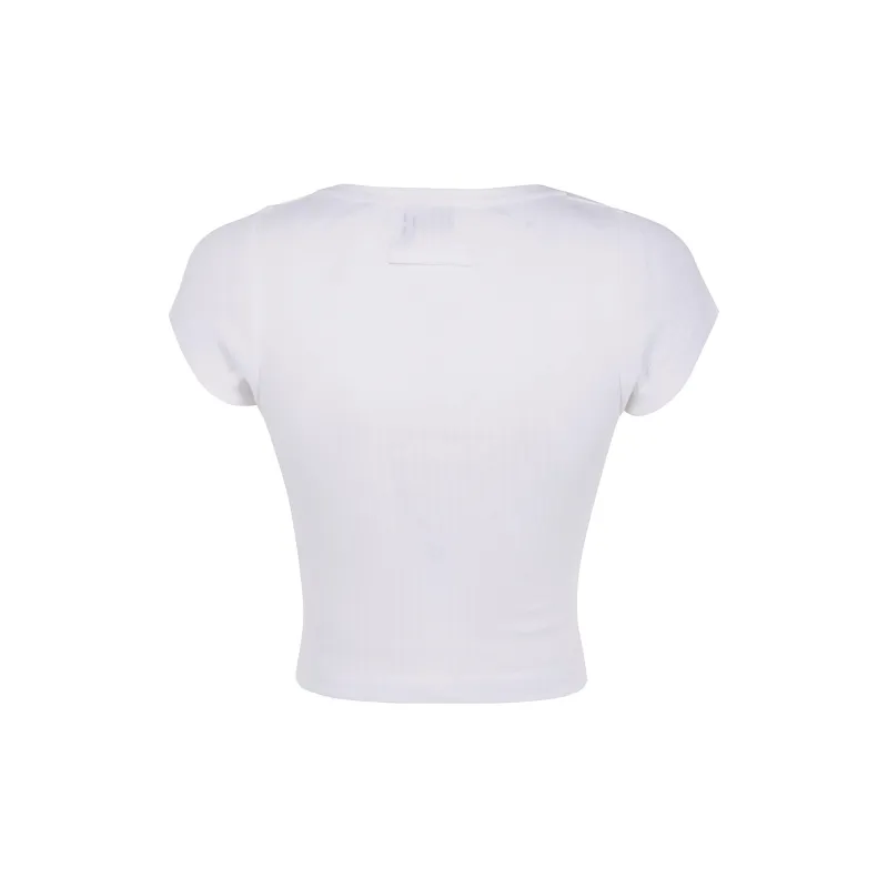 Jean Paul Gaultier Patch Crop Baby Tee 'White'-1