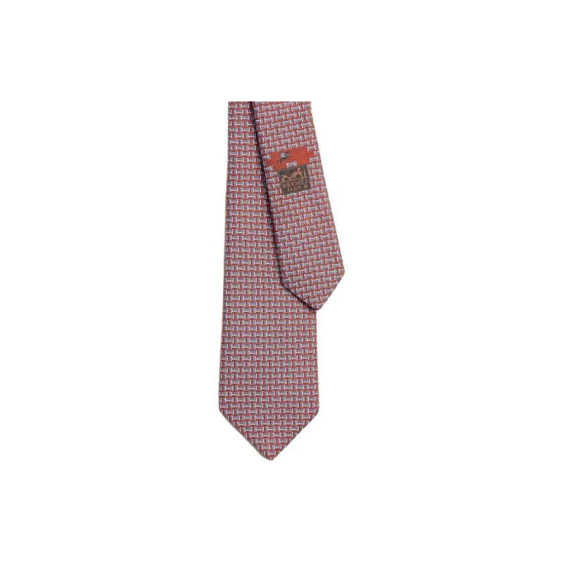 HERMES Silk, Mulberry Silk Ties Men's Orange-1