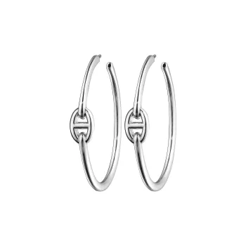 HERMES 925 Sterling Silver Earrings Unisex Silver