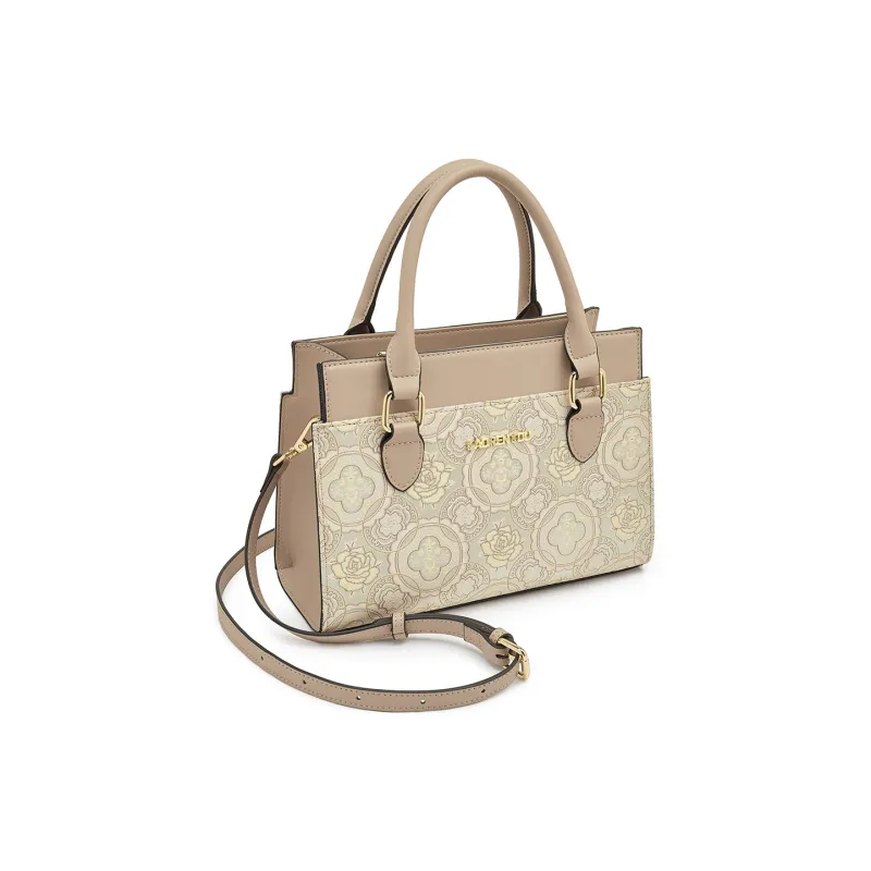 Old Man's Head Fabric Synthetic Leather Handbag Women's Apricot-3