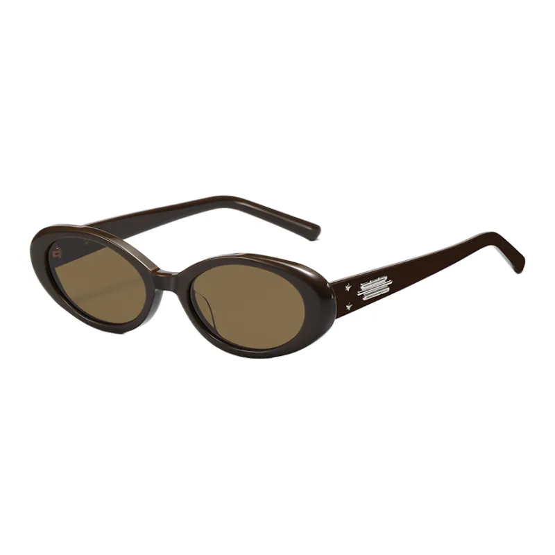 Thunder Pailong Plate Frame Cat Eye Sunglasses Unisex Black Tea Brown Pink White-5