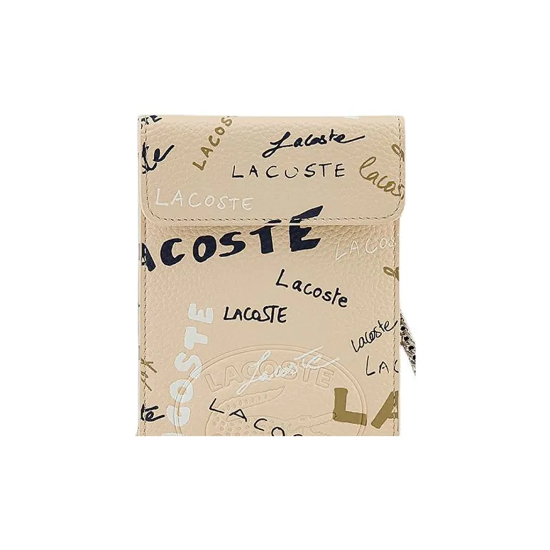 LACOSTE Cow Leather Shoulder Bag Crossbody Bag Women's Oyster Gray-3