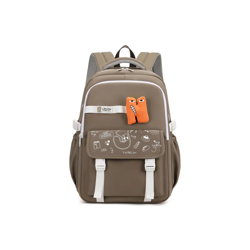 MOK Nylon Fabric Backpack Regular Women's Khaki/Gray/Orange/Black/Red/Coffee-10