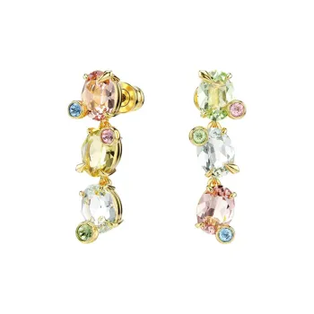 Swarovski Gold Plated Faux Crystal Earrings Unisex Gold