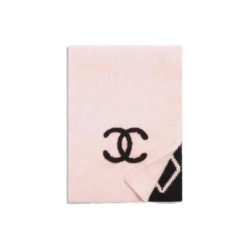 CHANEL Cashmere, Velour Knit Scarves Women's Pink