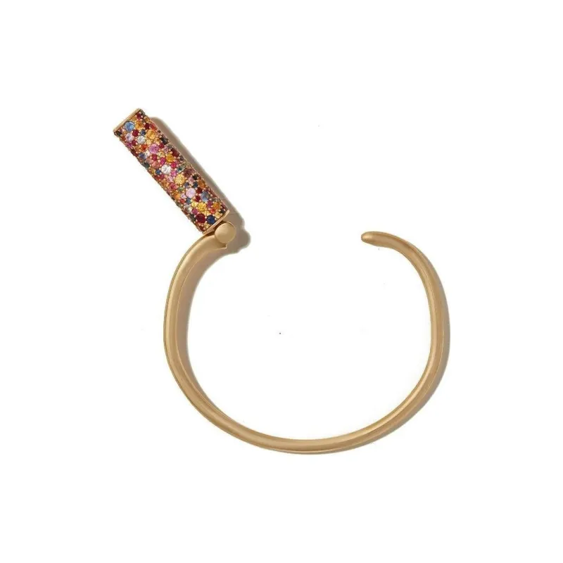 Marla Aaron 18kt Yellow Gold Stoned Trundle Lock Bracelet-1
