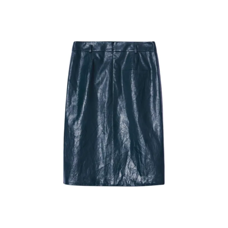 PSALTER Casual Long Skirt Women's Navy Blue-1