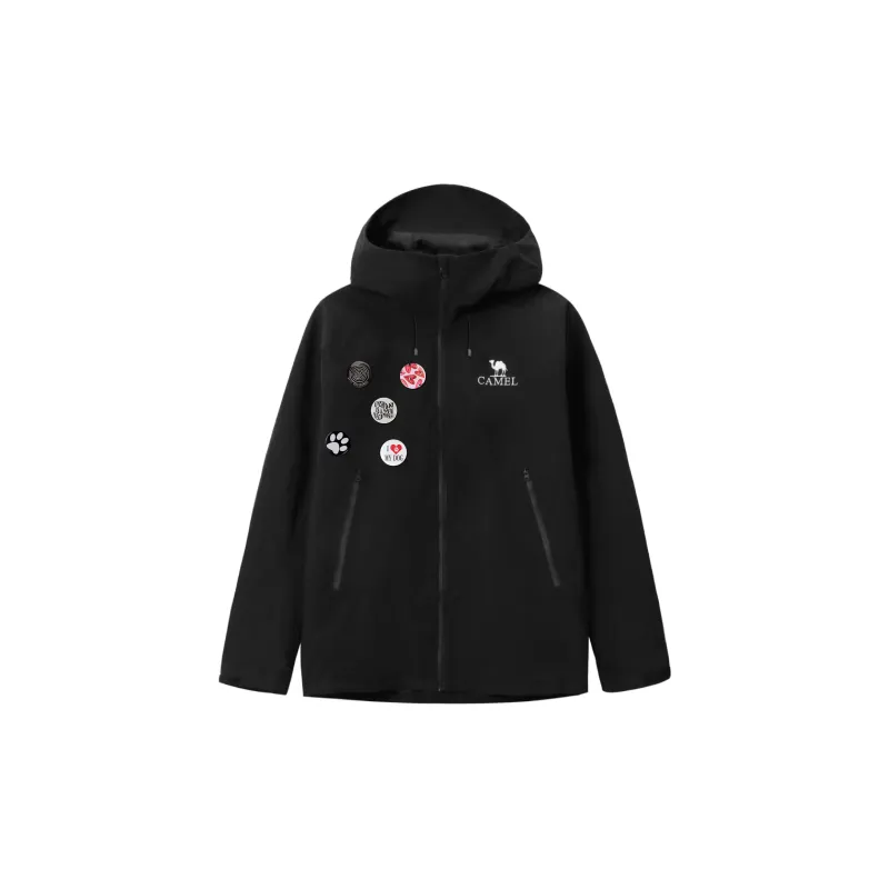 CAMEL All weather Waterproof And Windproof To Keep Warm Windbreaker Jacket Unisex Black-0
