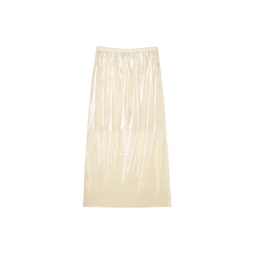 EKOOL Casual Long Skirts Women's Apricot Sequins