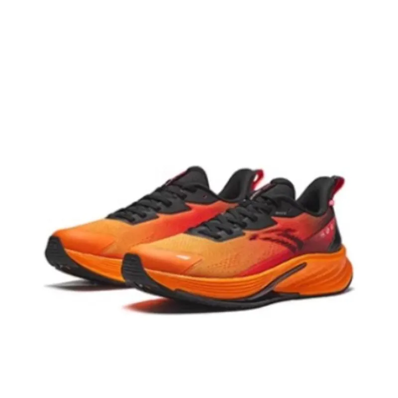 Anta Rocket 6.0 Cushioned Slip Resistant Abrasion Resistant Low Top Sprint Running Shoes Men's Orange Red And Black-1