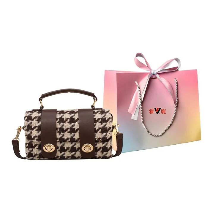 Yalu Woolen Shoulder Bags Handbags Women's Black/Coffee-7