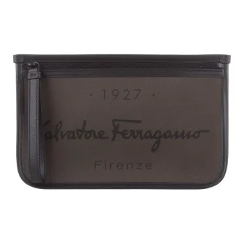 FERRAGAMO Fabric Clutch Men's Khaki
