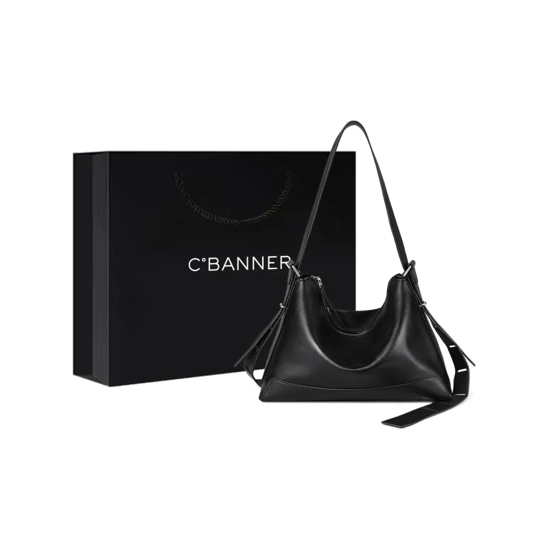 C°BANNER Cow Leather One Shoulder Crossbody Underarm Tote Regular Women's Black-0
