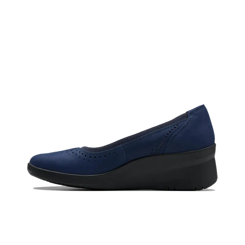 Clarks Suttyn Kaylie Wedge Heel High Heels 7cm Women's Marine Blue-1