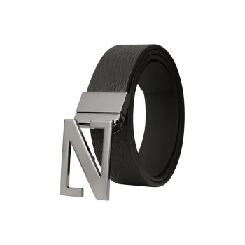 Zegna Cow Leather Belts Unisex Black Width 3.5CM